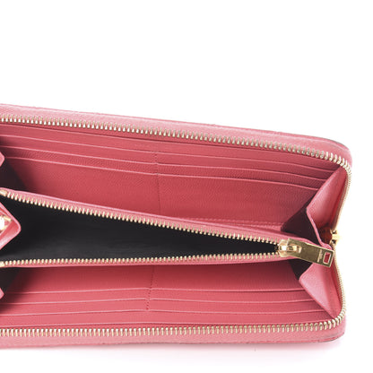 Saint Laurent Grain De Poudre Matelasse Chevron Monogram Zip Around Wallet Bubblegum 5 of 13