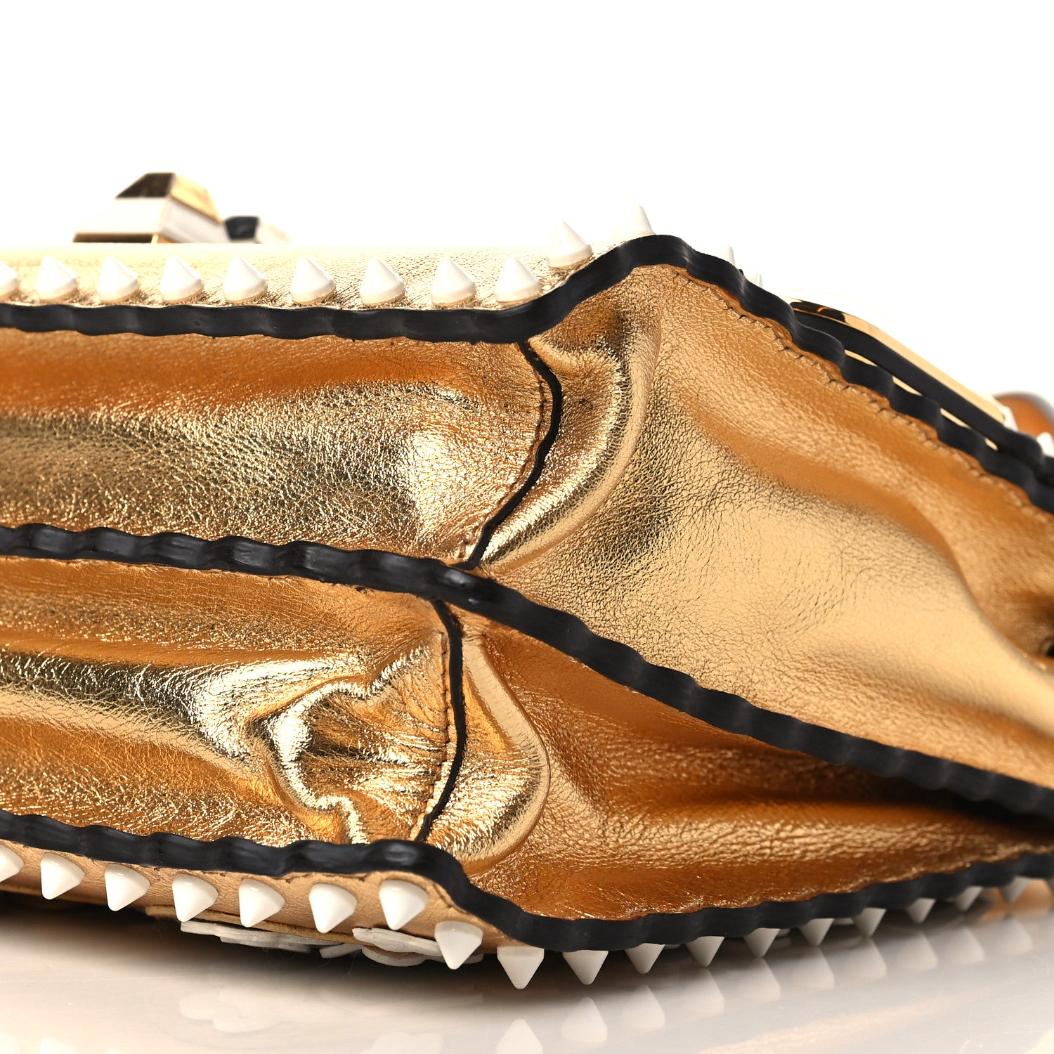 Fendi Metallic Calfskin Wonder Monster Kan I Shoulder Bag Gold 9 of 9