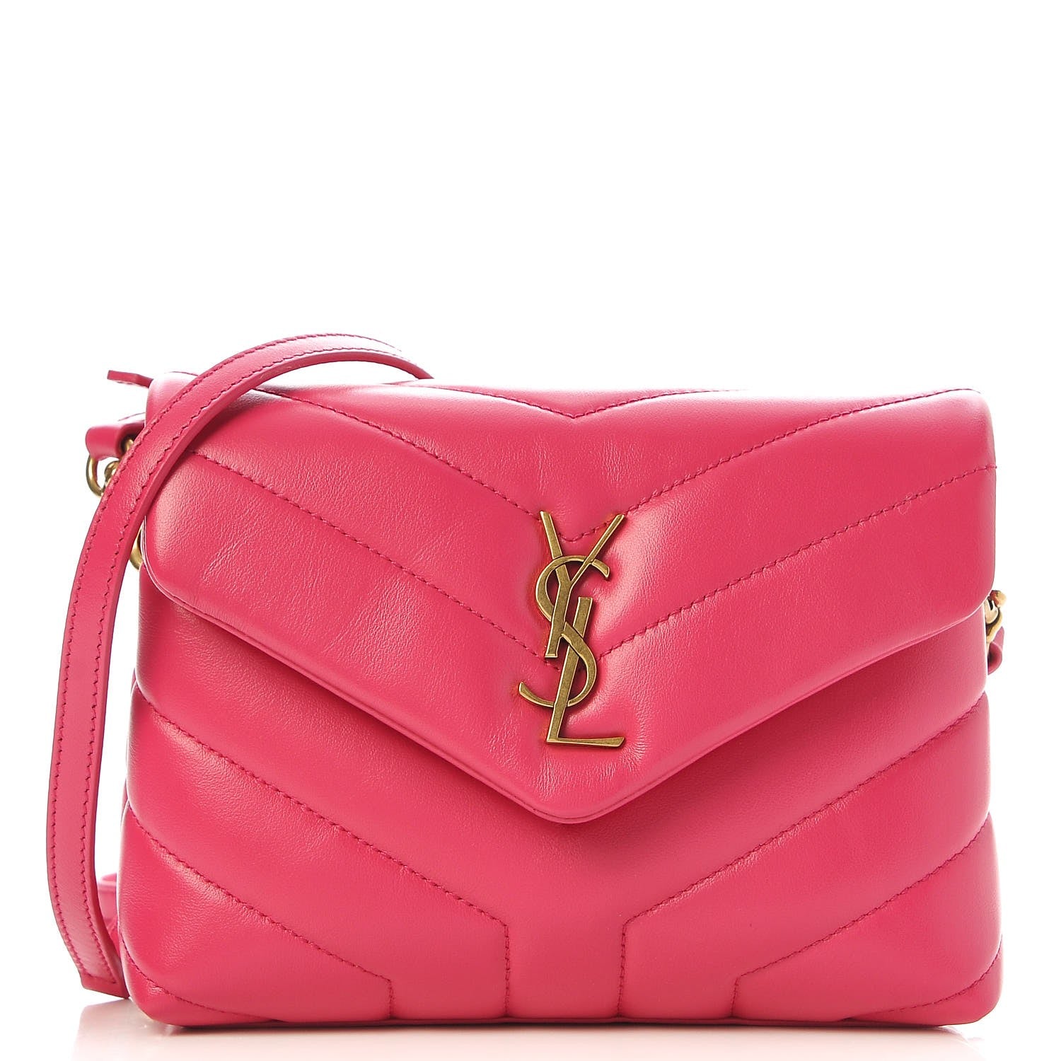Saint Laurent Calfskin Y Quilted Monogram Toy Loulou Strap Bag Fresh Fuxia 1 of 7