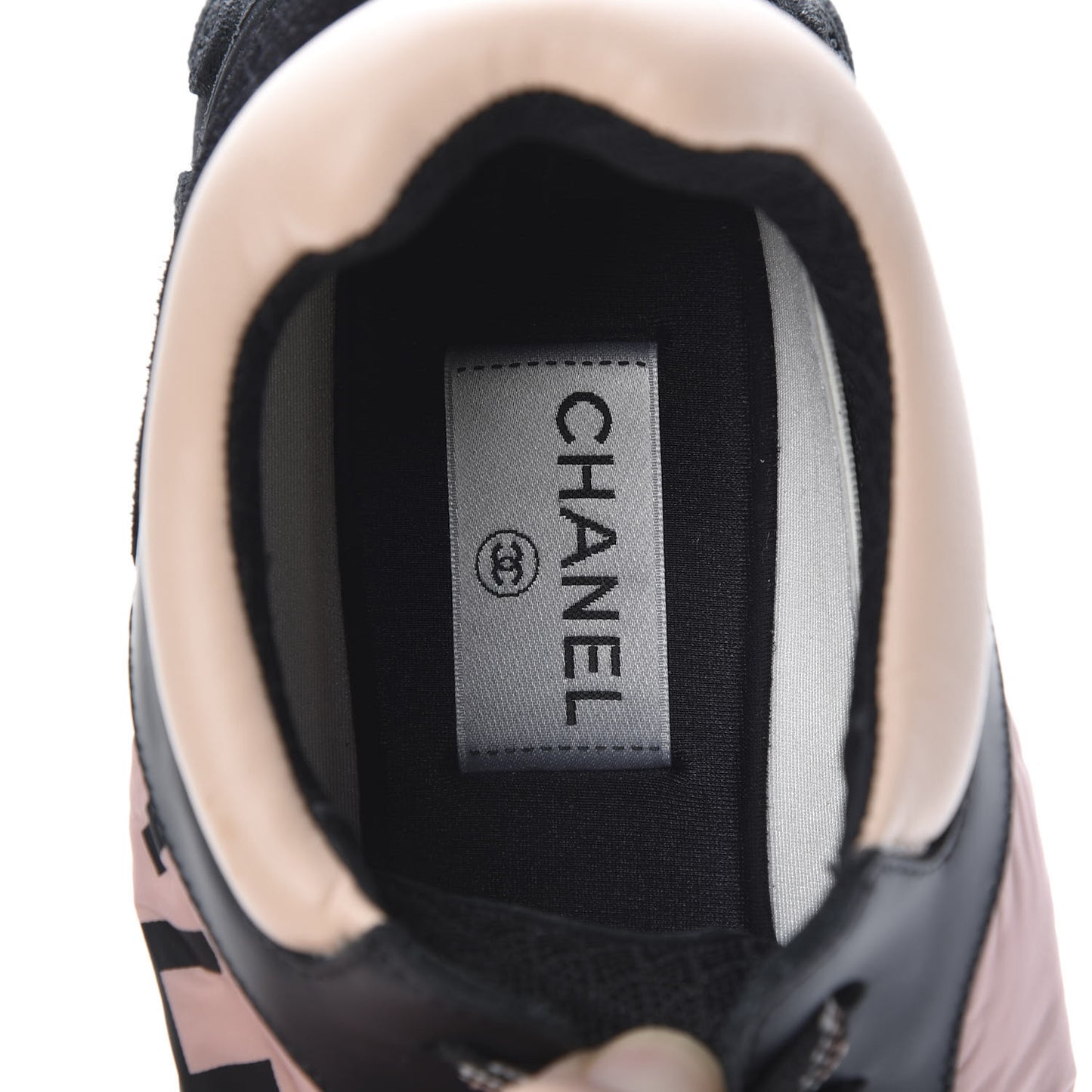 Nylon Calfskin Suede CC Womens Sneakers 40.5 Pink Black