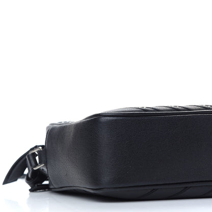 Saint Laurent Calfskin Studded Matelasse Monogram Lou Camera Bag Black 7 of 8