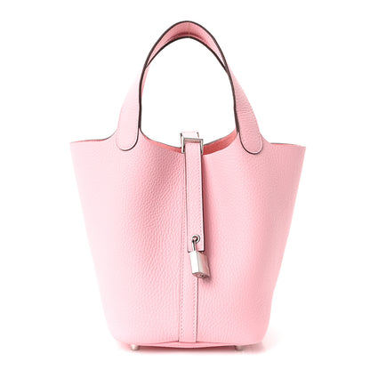 Hermes Taurillon Clemence Picotin Lock 18 PM Rose Sakura 1 of 11