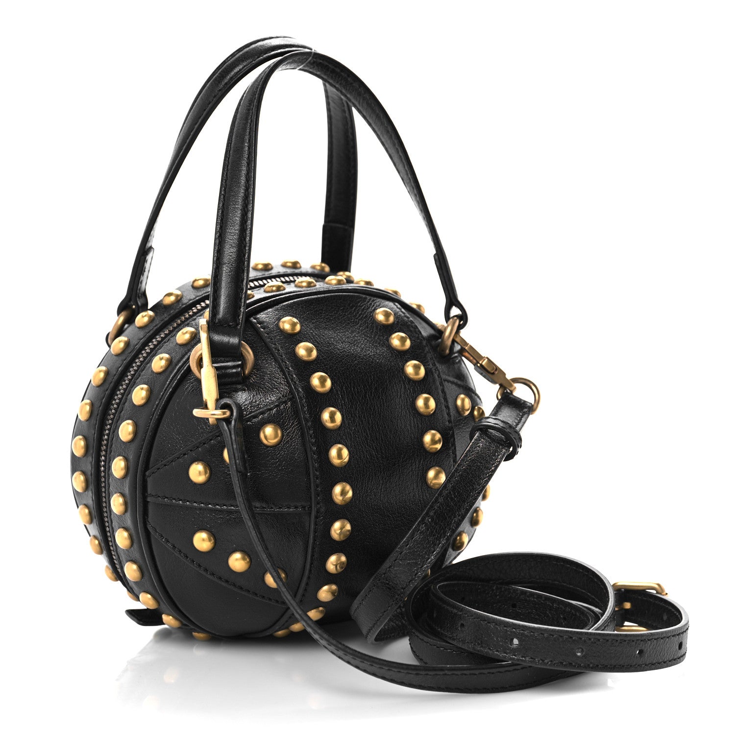 Gucci Calfskin Studded Mini Tifosa Baseball Shaped Shoulder Bag Black 3 of 9