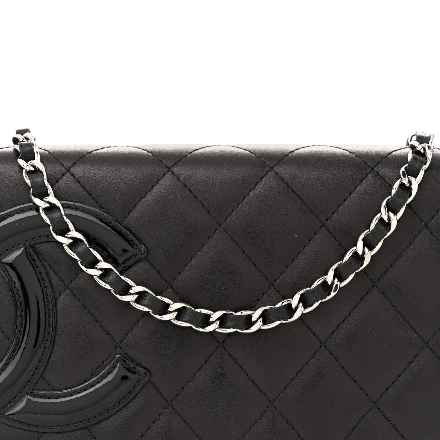 Calfskin Quilted Cambon Wallet on Chain WOC Black