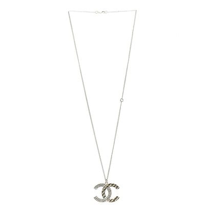 Chanel Baguette Crystal Quilted CC Pendant Necklace Gold 3 of 7