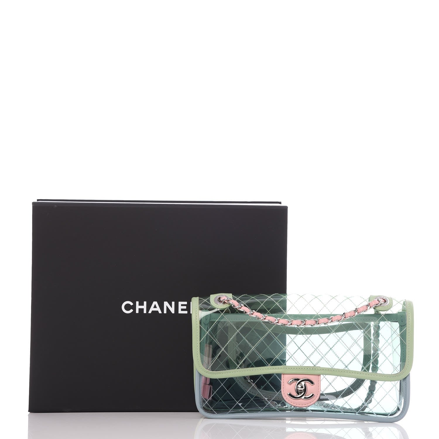 Chanel Lambskin PVC Quilted Medium Coco Splash Flap Blue Green 8 of 8