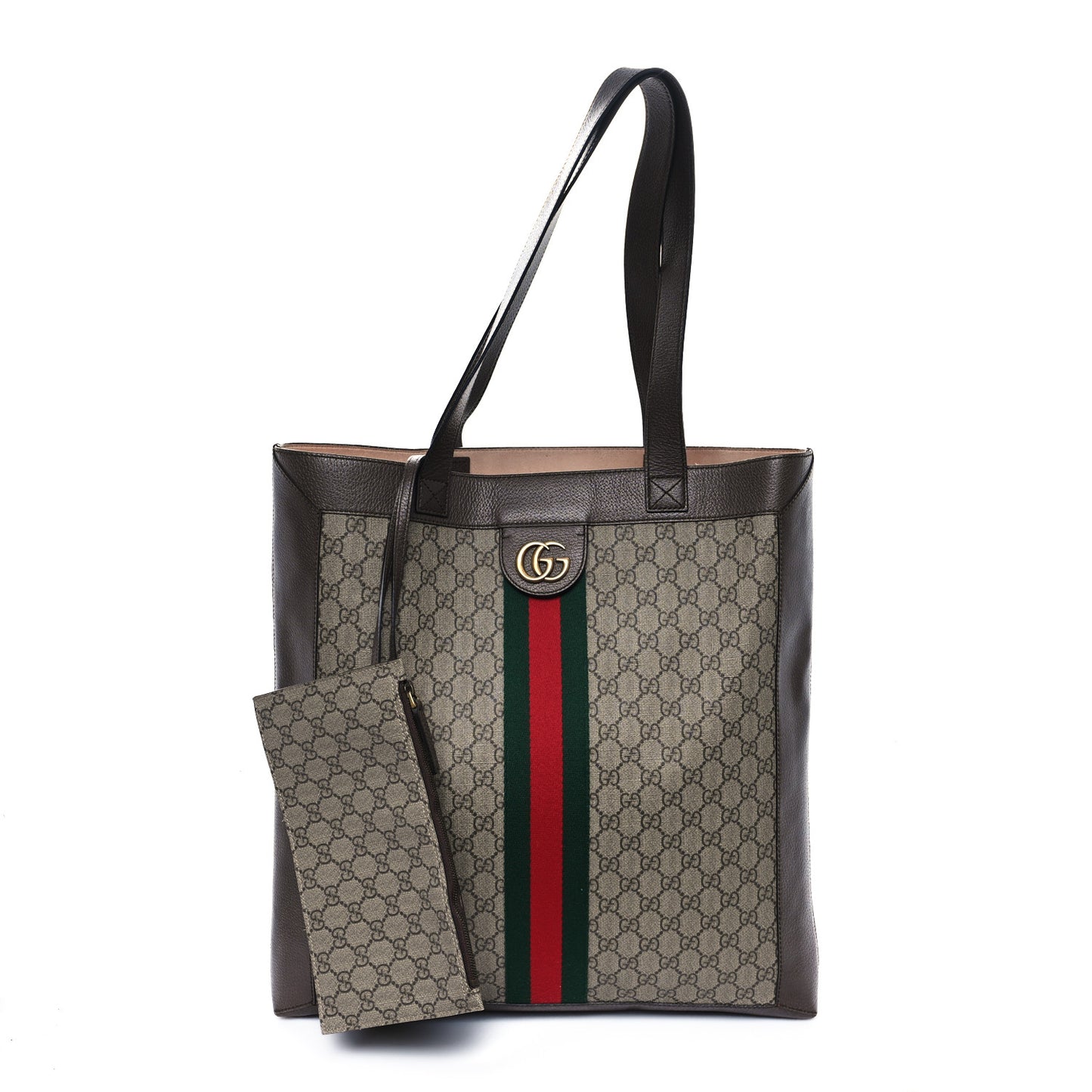 GG Supreme Monogram Web Large Ophidia Vertical Shopping Tote Brown