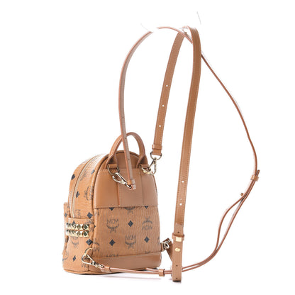 MCM Visetos Side Stud X-Mini Stark Bebe Boo Backpack Cognac 2 of 9