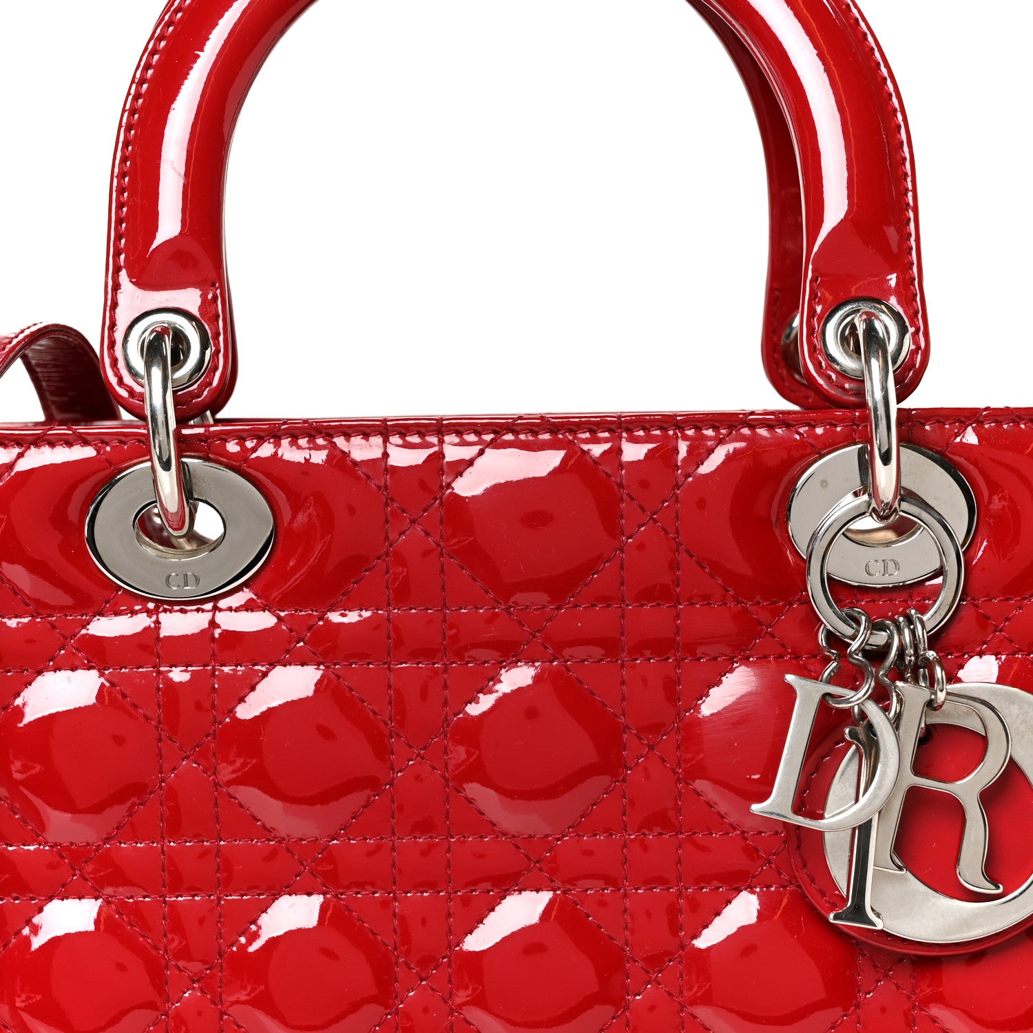 Christian Dior Patent Cannage Large Lady Dior Red 7 of 9