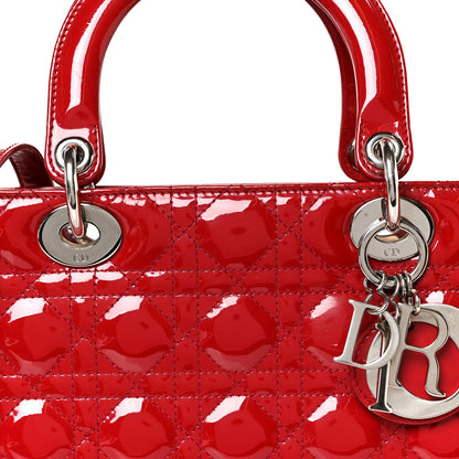 Christian Dior Patent Cannage Large Lady Dior Red 7 of 9