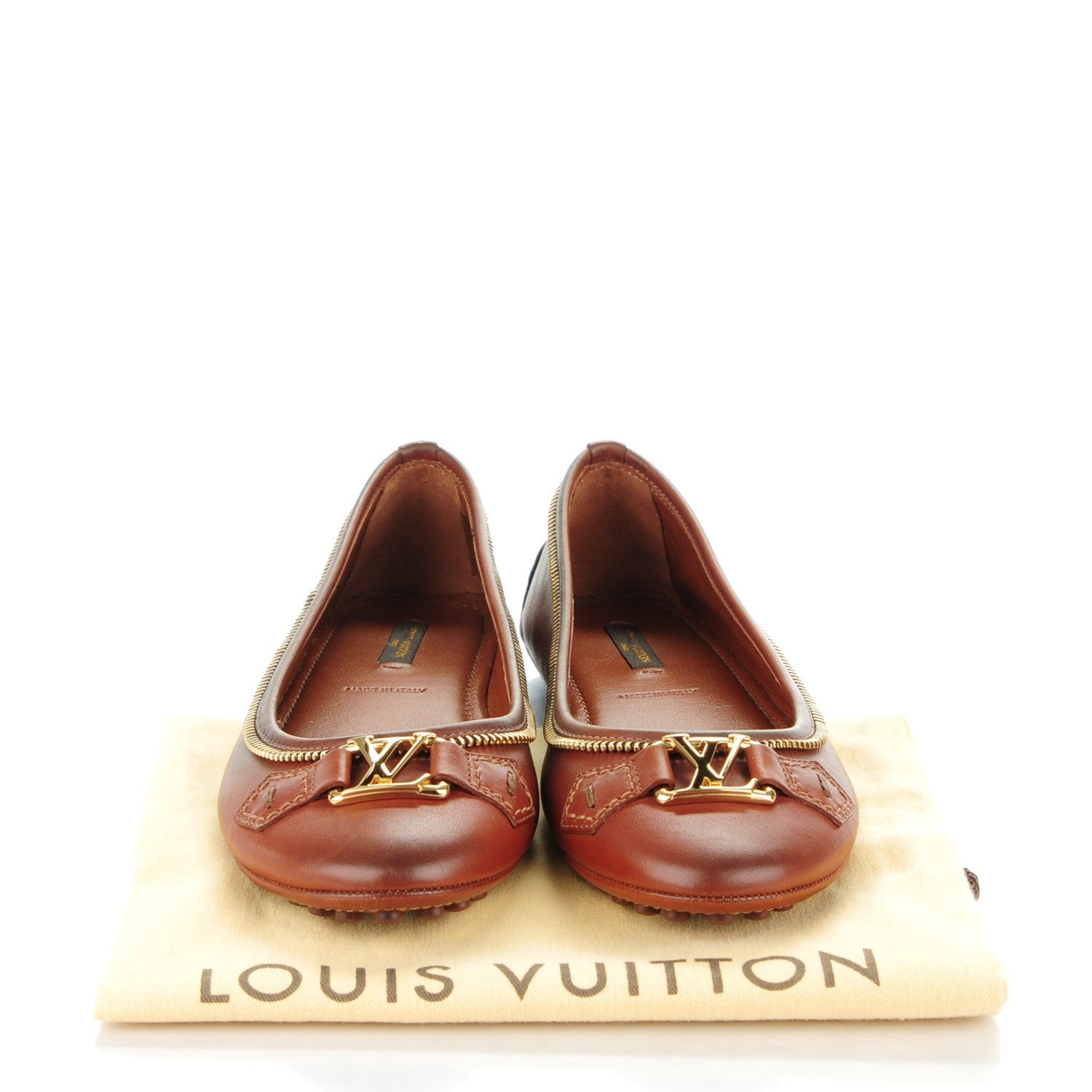 Louis Vuitton Calfskin Zip Oxford Ballerina Flats 38 Cognac 8 of 8