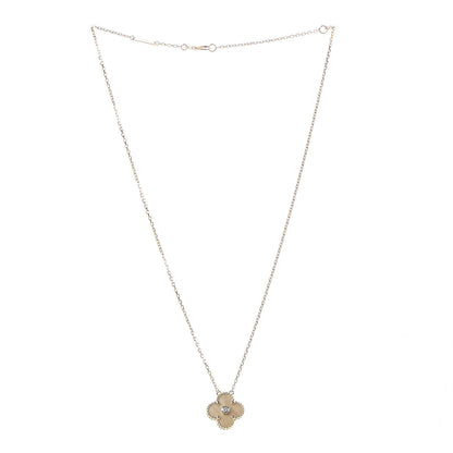 Van Cleef & Arpels 18K Yellow Gold Diamond Yellow Mother of Pearl Vintage Alhambra Pendant Necklace 3 of 6