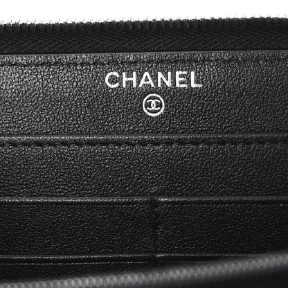 Chanel Lambskin Quilted Baguette Crystal Large Gusset Zip Around Wallet Black 6 of 8