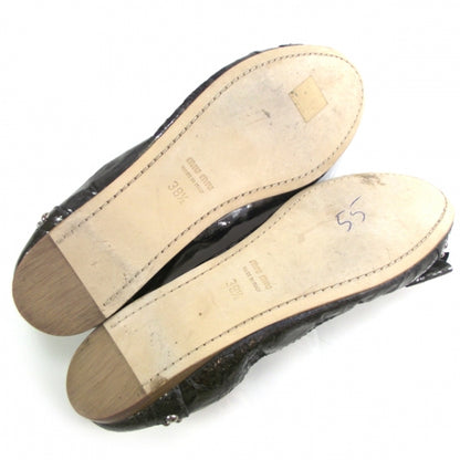 Miu Miu Studded Ballet Flats 38.5 Pewter 4 of 6