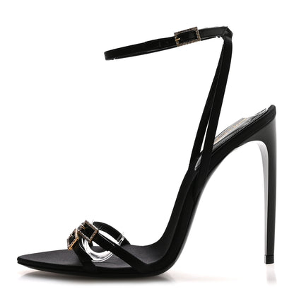 Saint Laurent Calfskin Satin Crystal Gippy 110 Sandals 36.5 Black 1 of 8