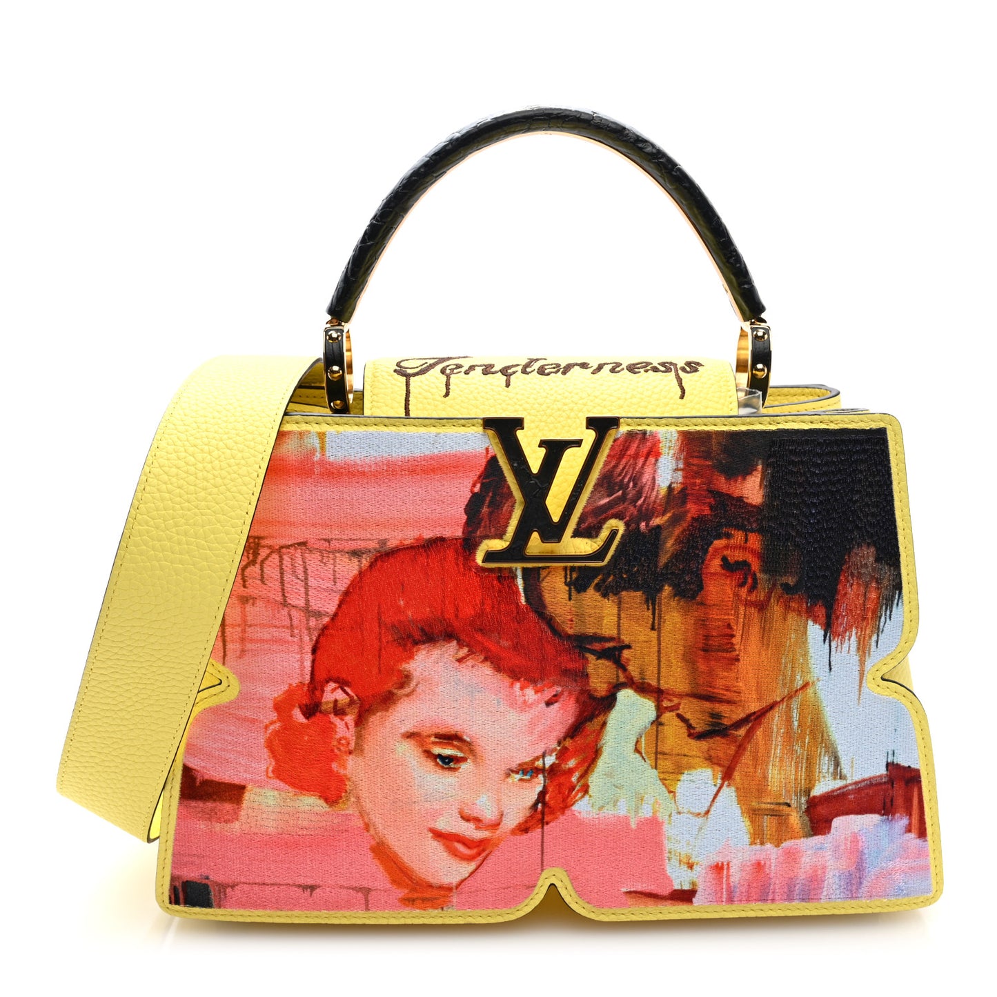 Taurillon Embroidered Tenderness Capucines MM Yellow Multicolor