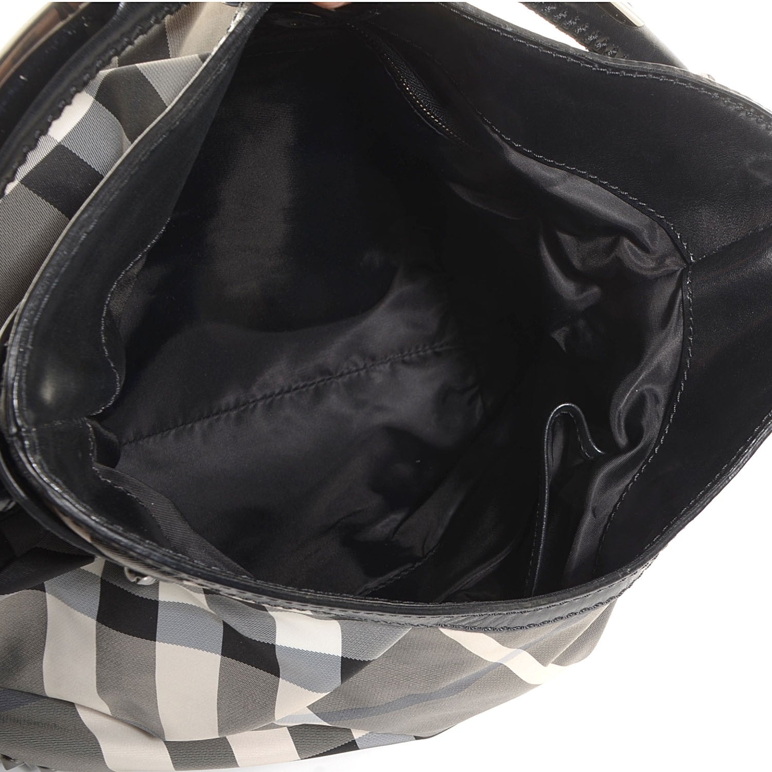 Burberry Nylon Beat Check Studded Hobo Black 5 of 9