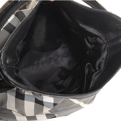 Burberry Nylon Beat Check Studded Hobo Black 5 of 9