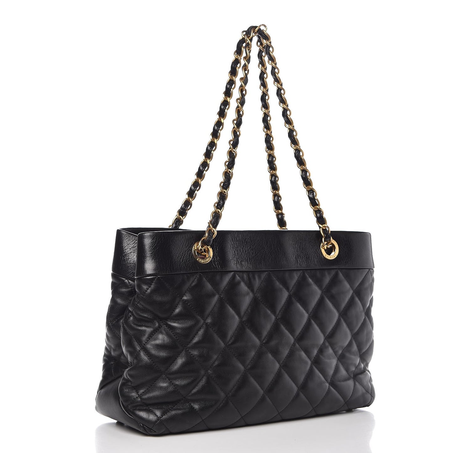Calfskin Quilted Medium Soft Elegance Tote Black
