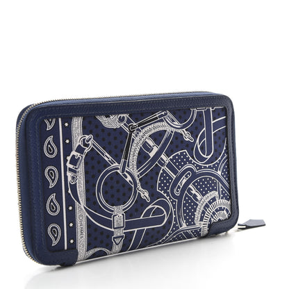 Hermes Epsom Printed Silk Eperon d'Or Bandana Soie-Cool Wallet Bleu Marine 4 of 9