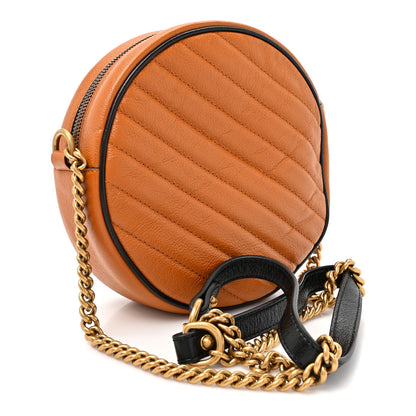Gucci Azalea Calfskin Matelasse Diagonal Mini Torchon GG Marmont Round Shoulder Bag Cognac Black 3 of 10