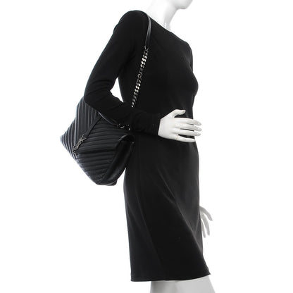 Saint Laurent Sheepskin Matelasse Chevron Monogram Large College Satchel Black 2 of 9