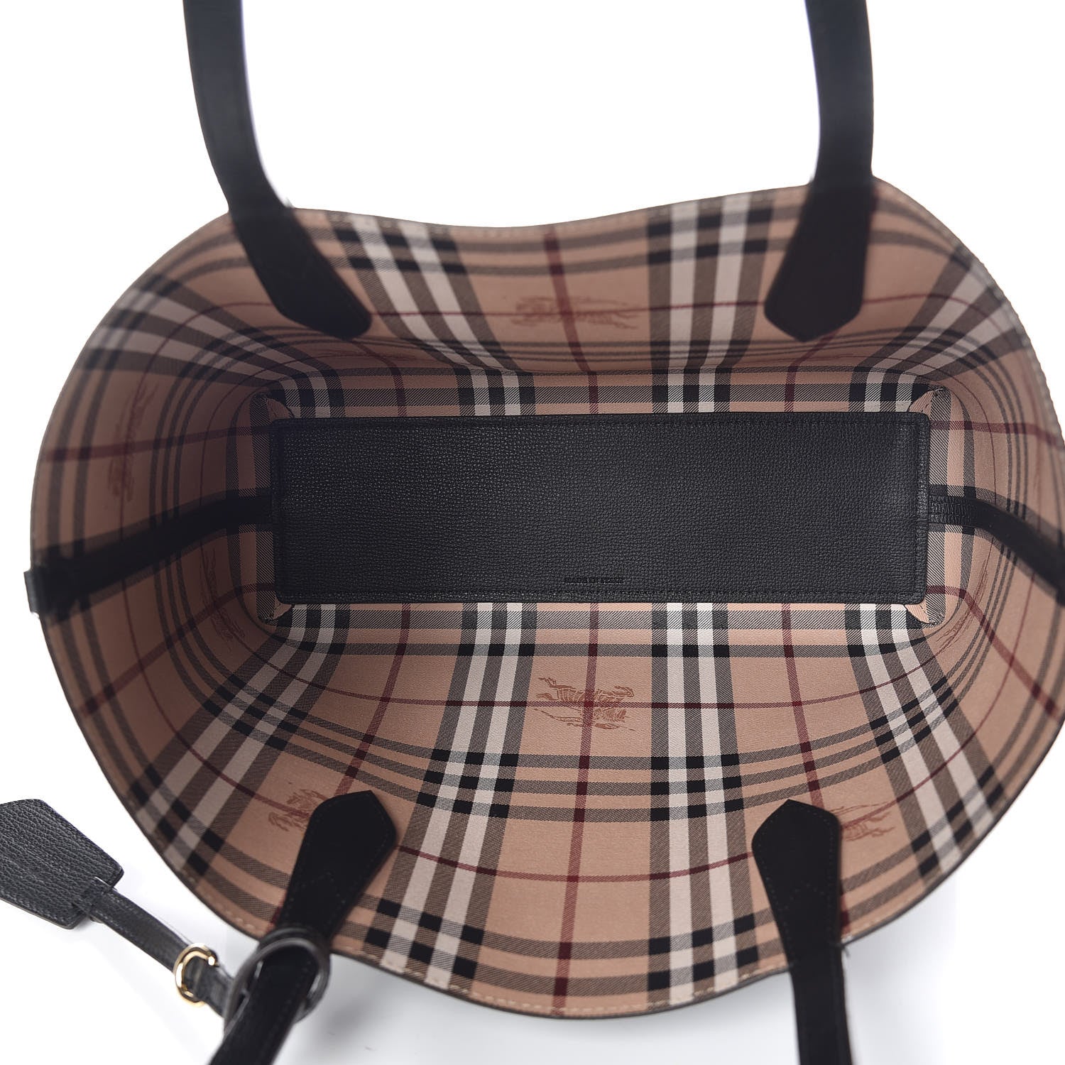 Burberry Grainy Calfskin Haymarket Check Small Reversible Tote Black 9 of 15