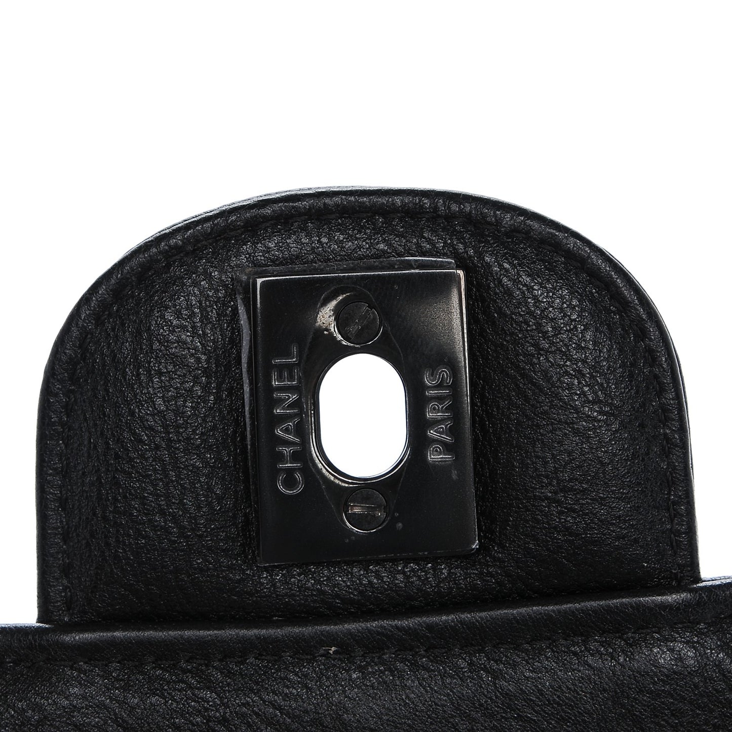 Crumpled Calfskin Quilted Mini Rectangular Flap So Black