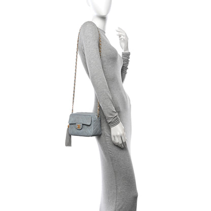 Chanel Suede Quilted CC Tassel Camera Case Light Blue 2 of 12