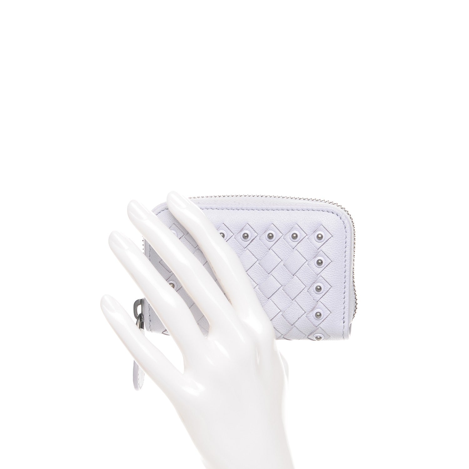 Bottega Veneta Nappa Intrecciato Studded Zip Around Coin Purse Oyster Lilac 4 of 9