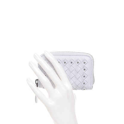 Bottega Veneta Nappa Intrecciato Studded Zip Around Coin Purse Oyster Lilac 4 of 9
