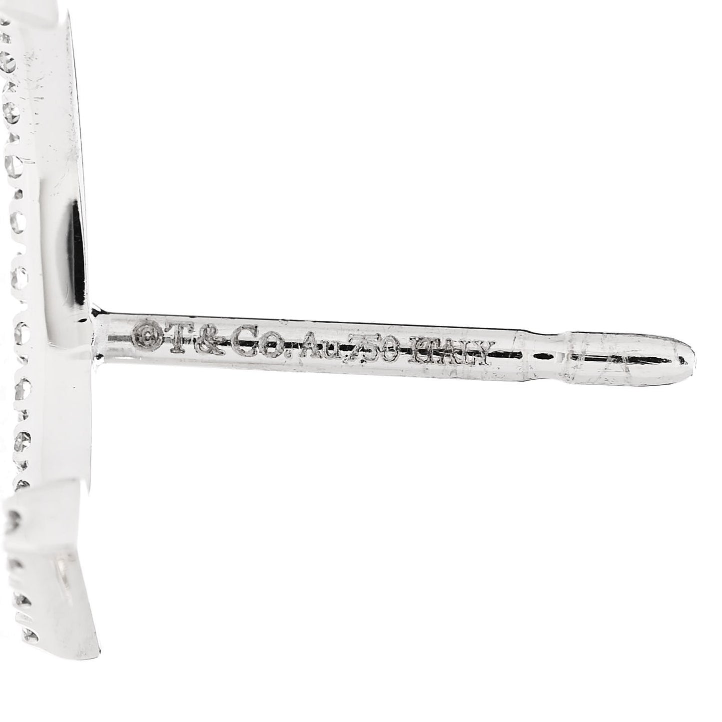 18K White Gold Diamond T Smile Earrings