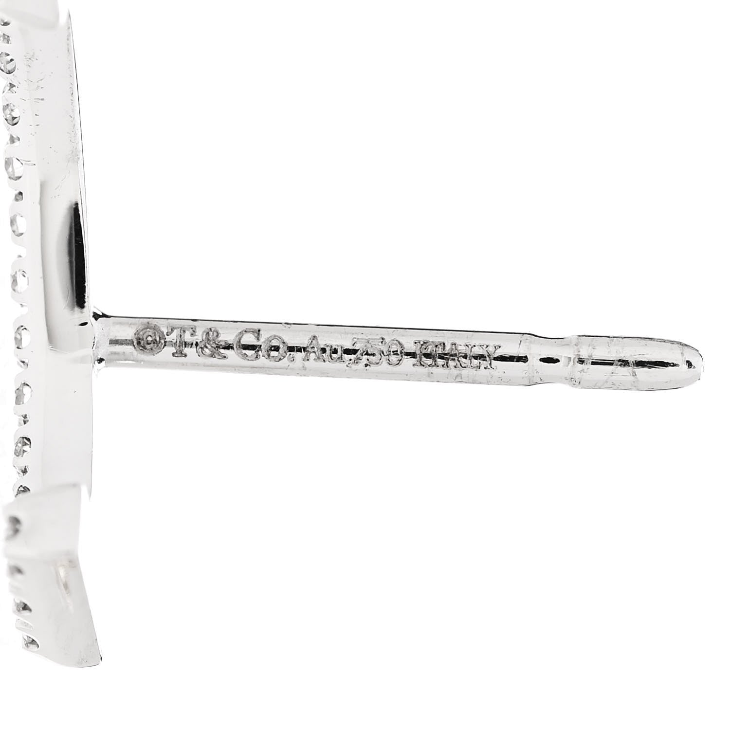 Tiffany 18K White Gold Diamond T Smile Earrings 4 of 4