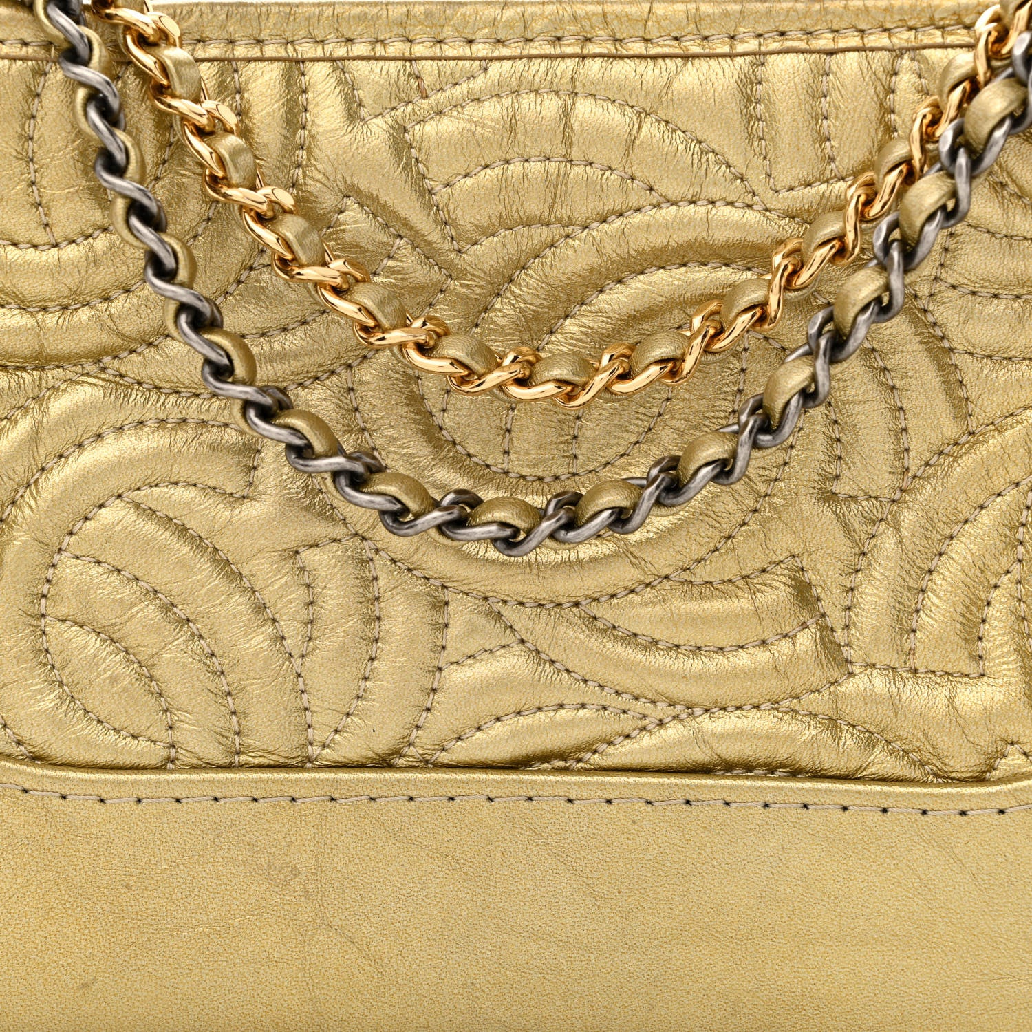 Chanel Metallic Aged Calfskin CC Quilted Small Gabrielle Hobo Gold 8 of 14