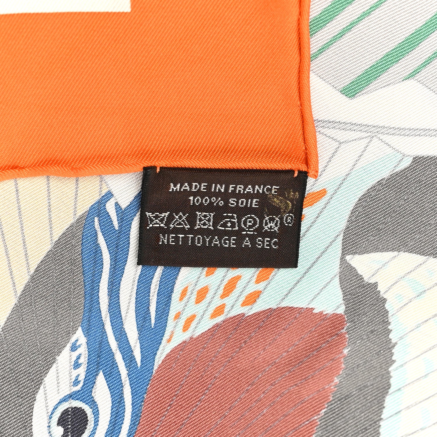 Hermes Silk Lanternes Ballons et Cocardes Scarf 90 Orange Creme Vert 4 of 4