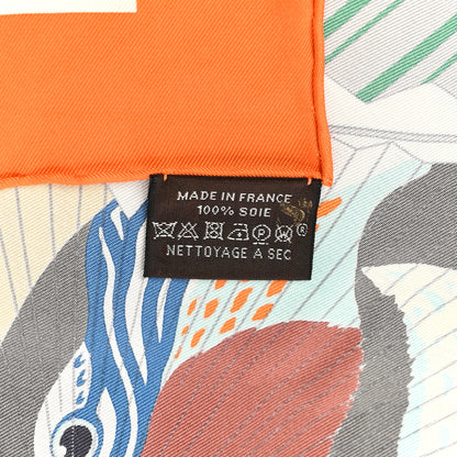 Hermes Silk Lanternes Ballons et Cocardes Scarf 90 Orange Creme Vert 4 of 4