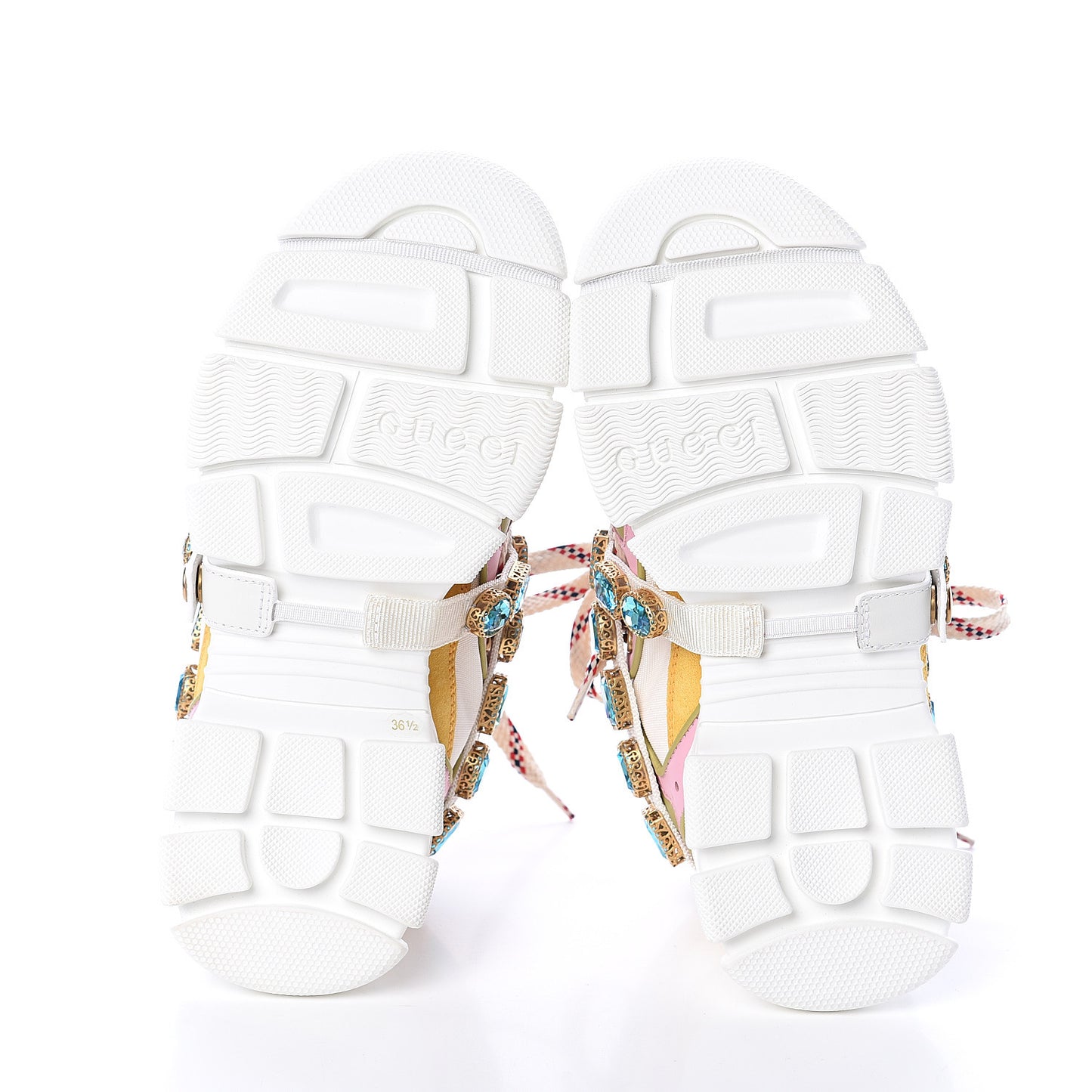 X SEGA Nylon Calfskin Suede Removable Crystals Flashtrek Sneakers 36.5 Great White Crop Soft Pink