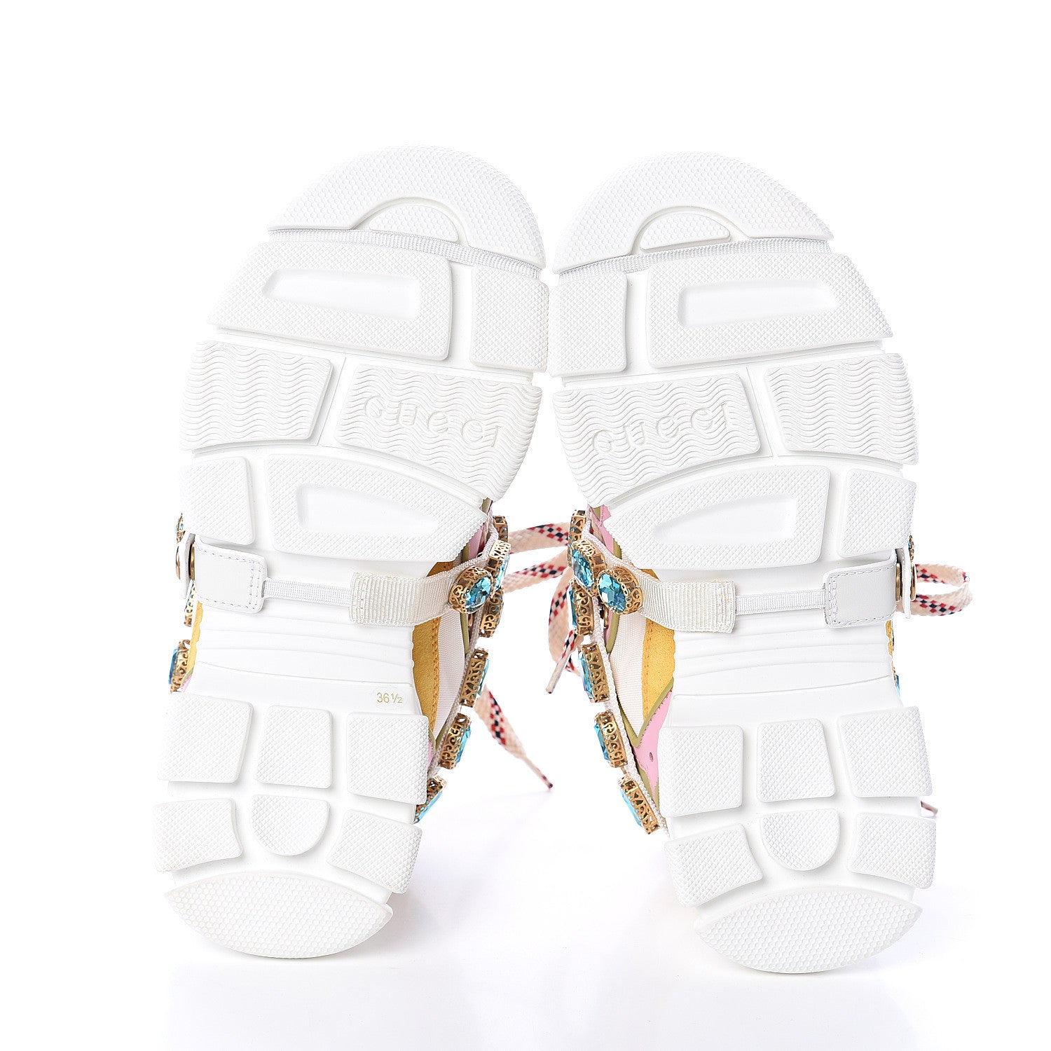 Gucci X SEGA Nylon Calfskin Suede Removable Crystals Flashtrek Sneakers 36.5 Great White Crop Soft Pink 5 of 7