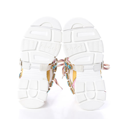 Gucci X SEGA Nylon Calfskin Suede Removable Crystals Flashtrek Sneakers 36.5 Great White Crop Soft Pink 5 of 7