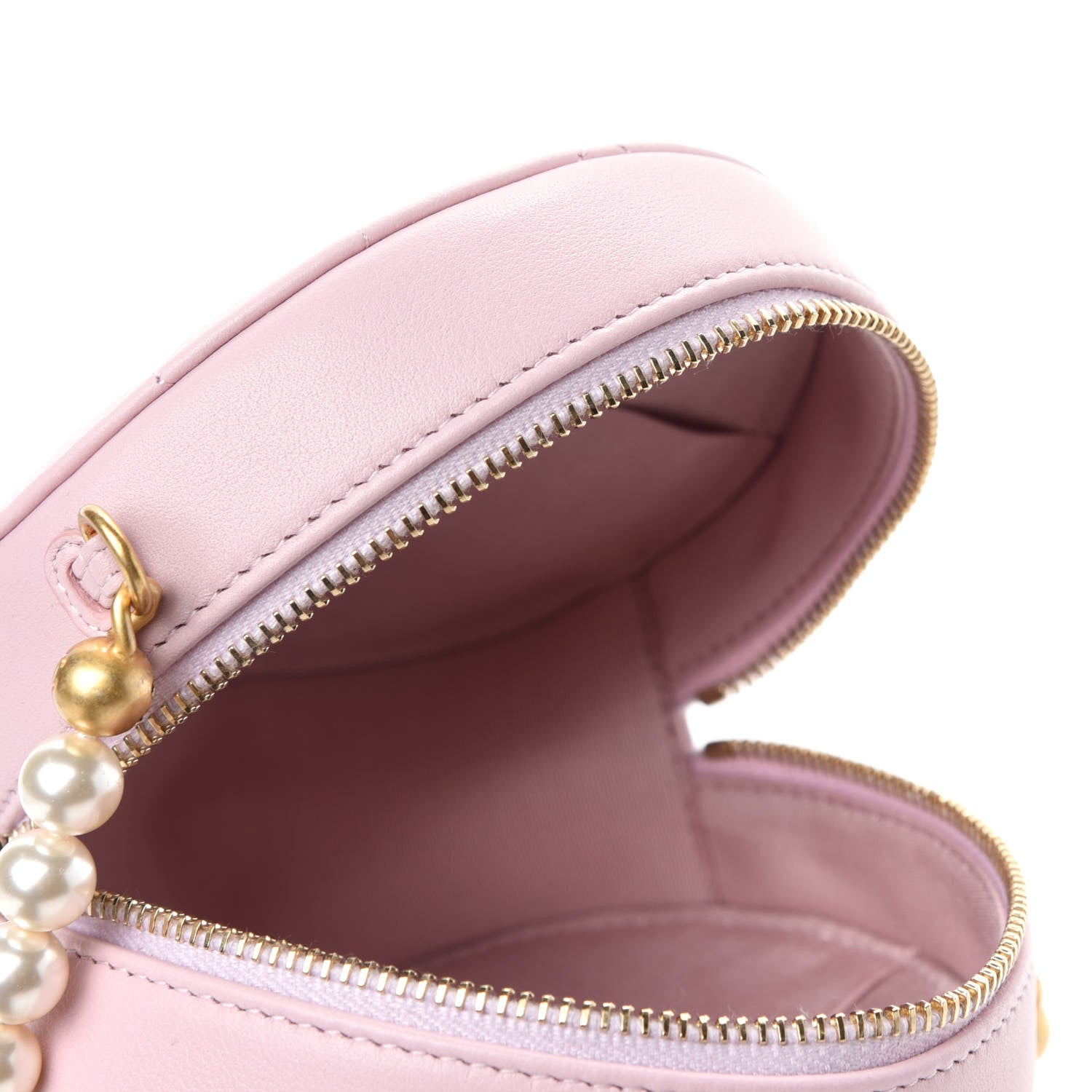 Chanel Calfskin Quilted Pearl Round Clutch With Chain Light Pink 5 of 11