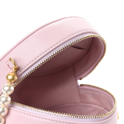 Chanel Calfskin Quilted Pearl Round Clutch With Chain Light Pink 5 of 11