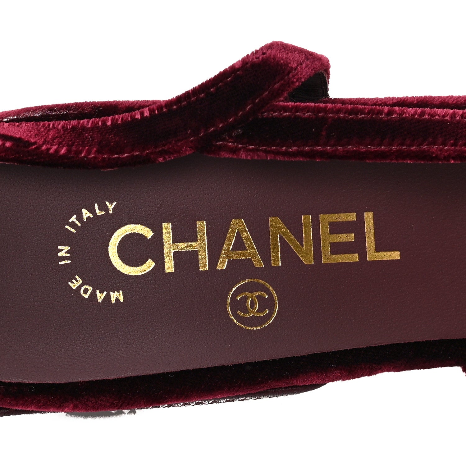 Chanel Velvet Grosgrain Cap Toe CC Slingback Pumps 41 Burgundy Black 12 of 14
