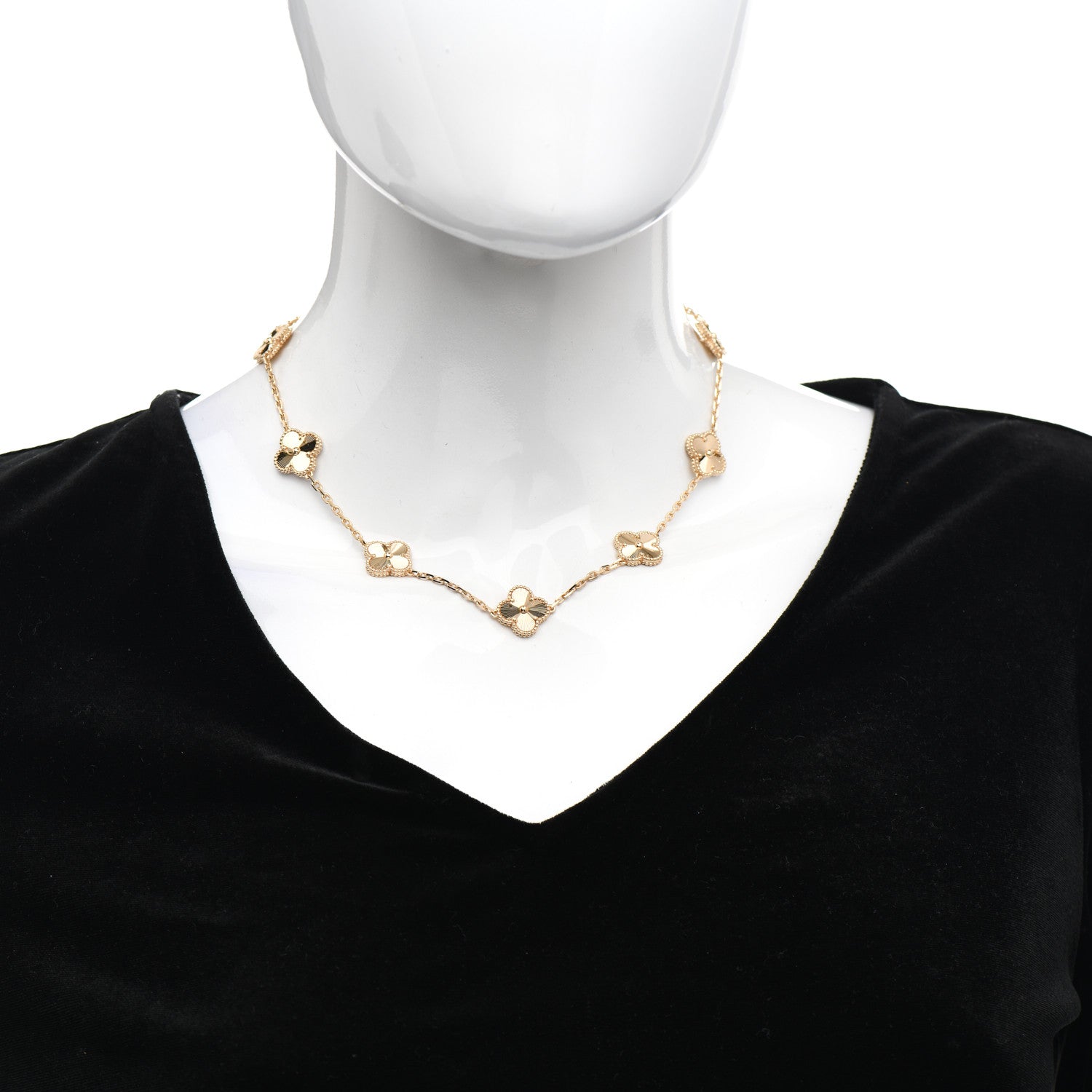 Van Cleef & Arpels 18K Yellow Gold 10 Motifs Guilloche Vintage Alhambra Necklace 2 of 5
