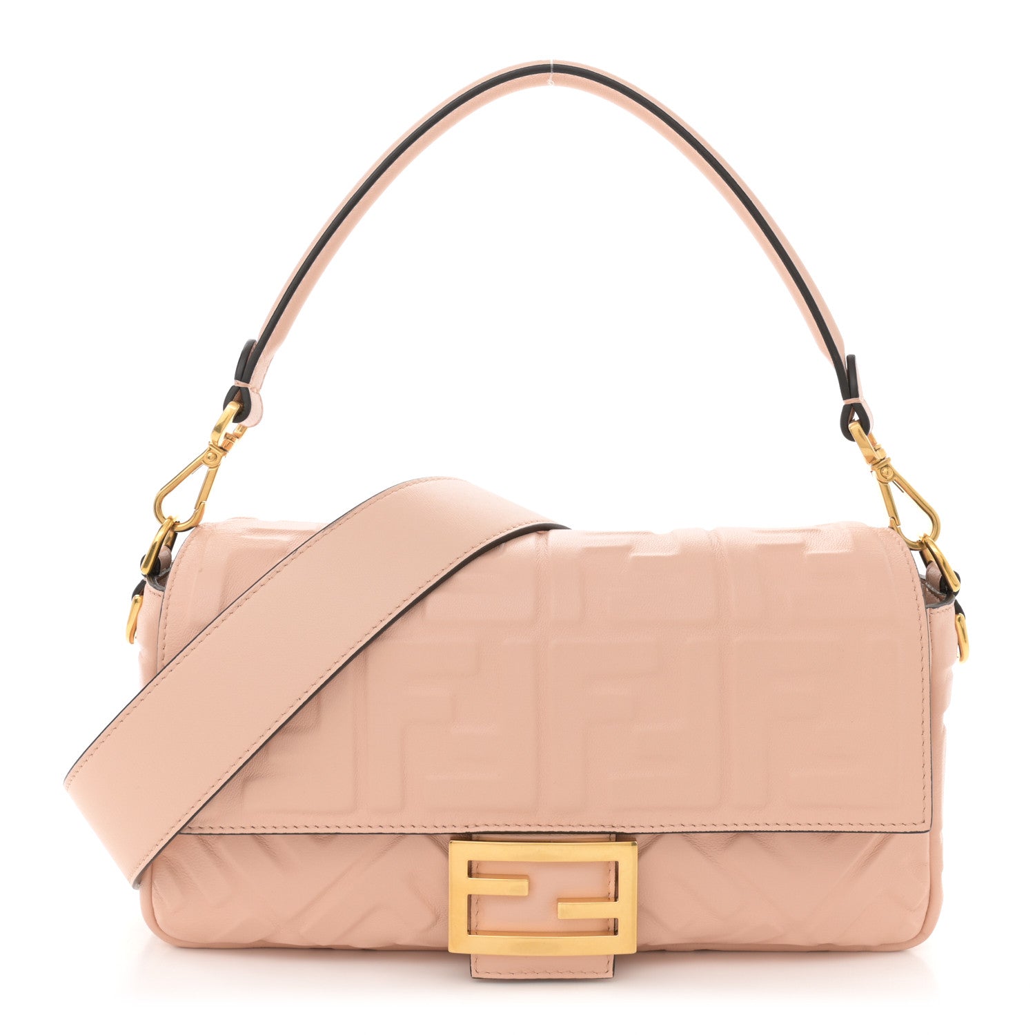 Fendi Nappa FF 1974 Embossed Baguette Rosa Quarzo 1 of 12