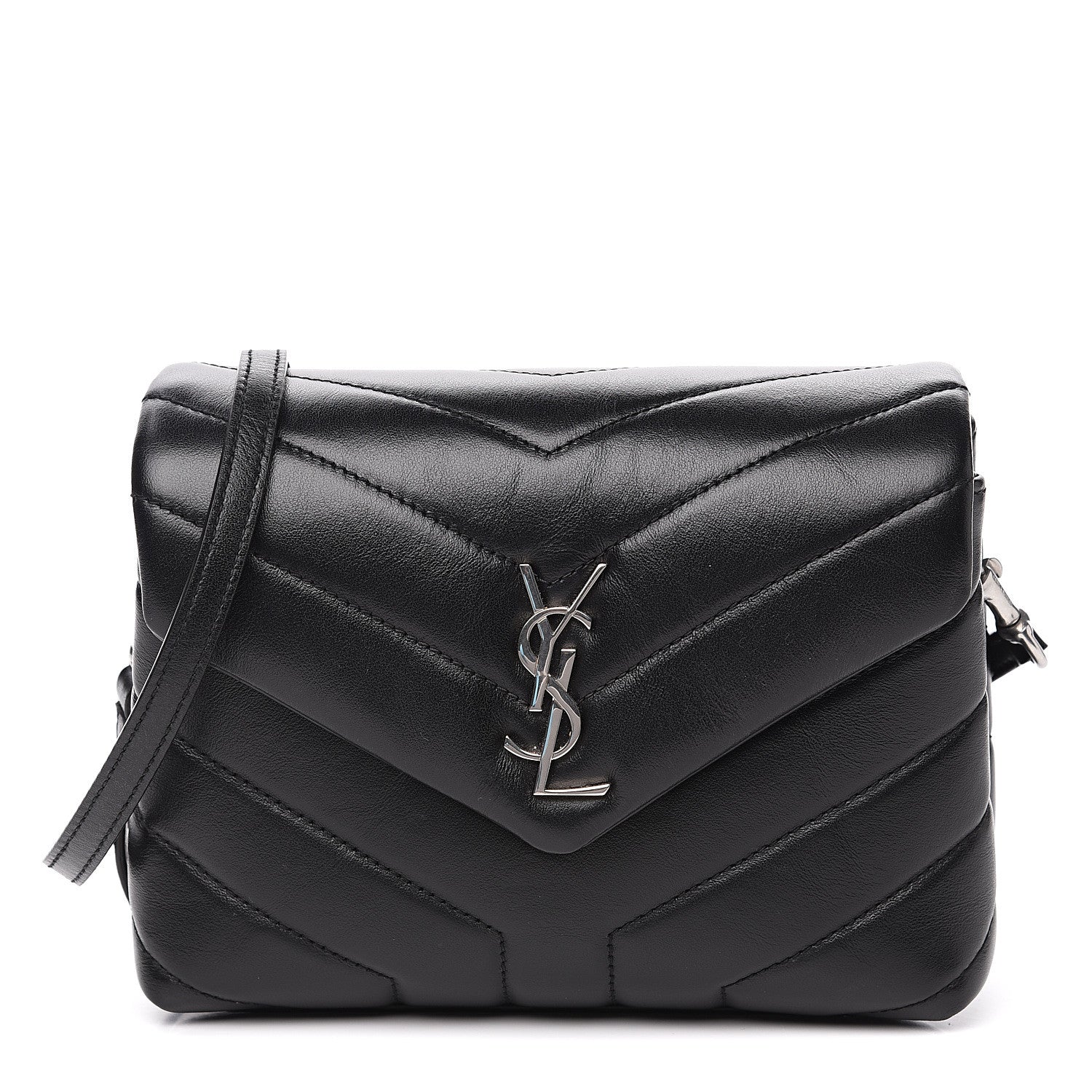 Saint Laurent Calfskin Y Quilted Monogram Toy Loulou Crossbody Bag Black 1 of 9