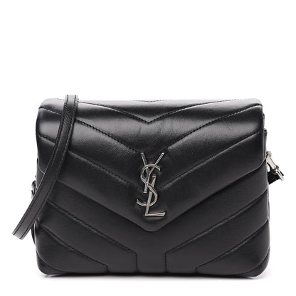 Saint Laurent Calfskin Y Quilted Monogram Toy Loulou Crossbody Bag Black 1 of 9