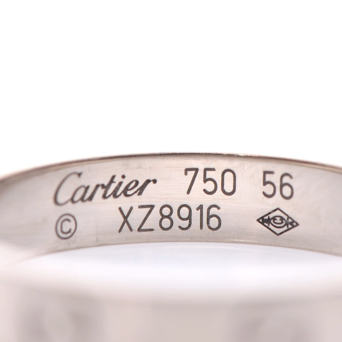 18K White Gold 4mm LOVE Wedding Band Ring 56 7.5