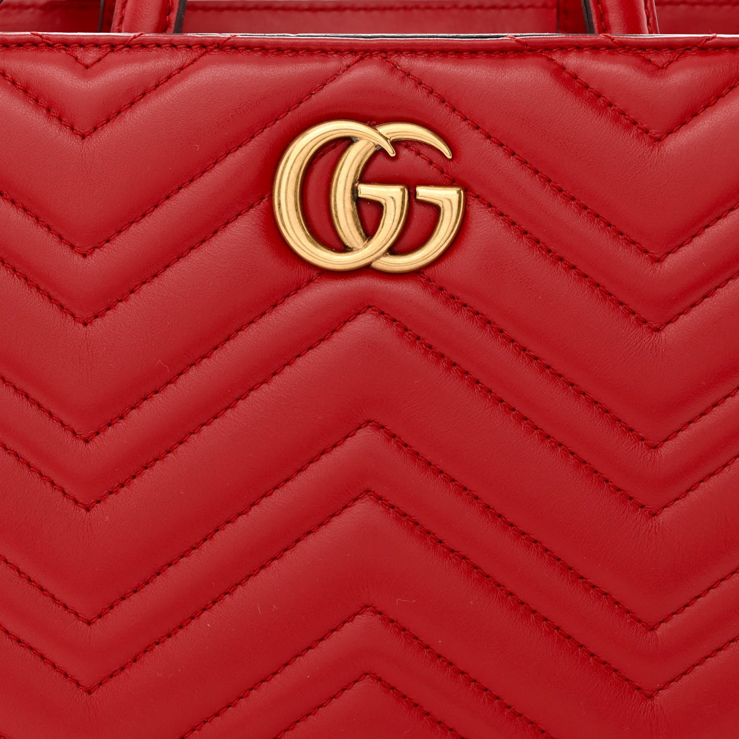 Gucci Calfskin Matelasse Small GG Marmont Tote Hibiscus Red 10 of 12