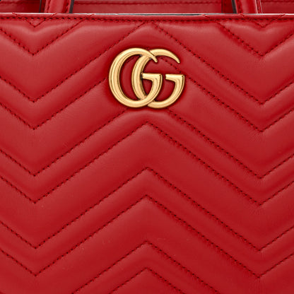 Gucci Calfskin Matelasse Small GG Marmont Tote Hibiscus Red 10 of 12