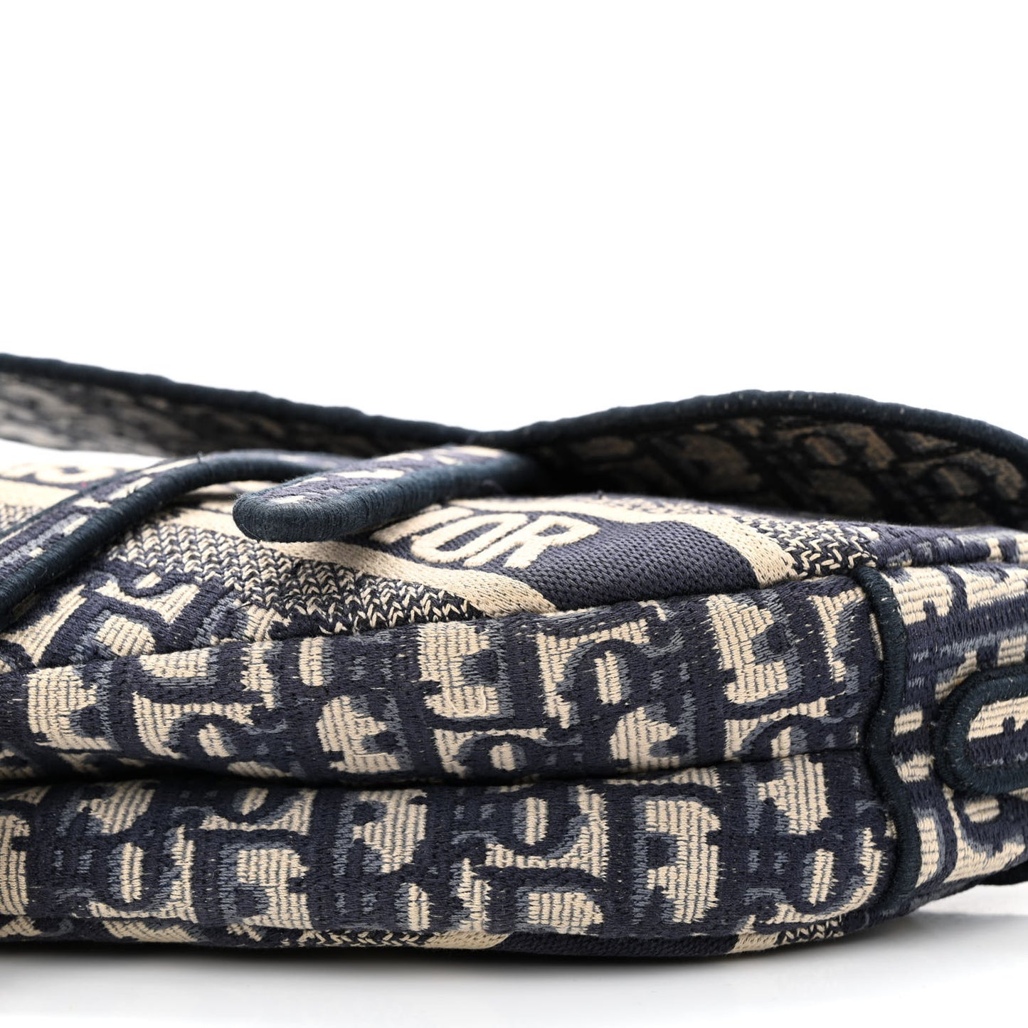 Oblique Embroidered Saddle Bag Blue